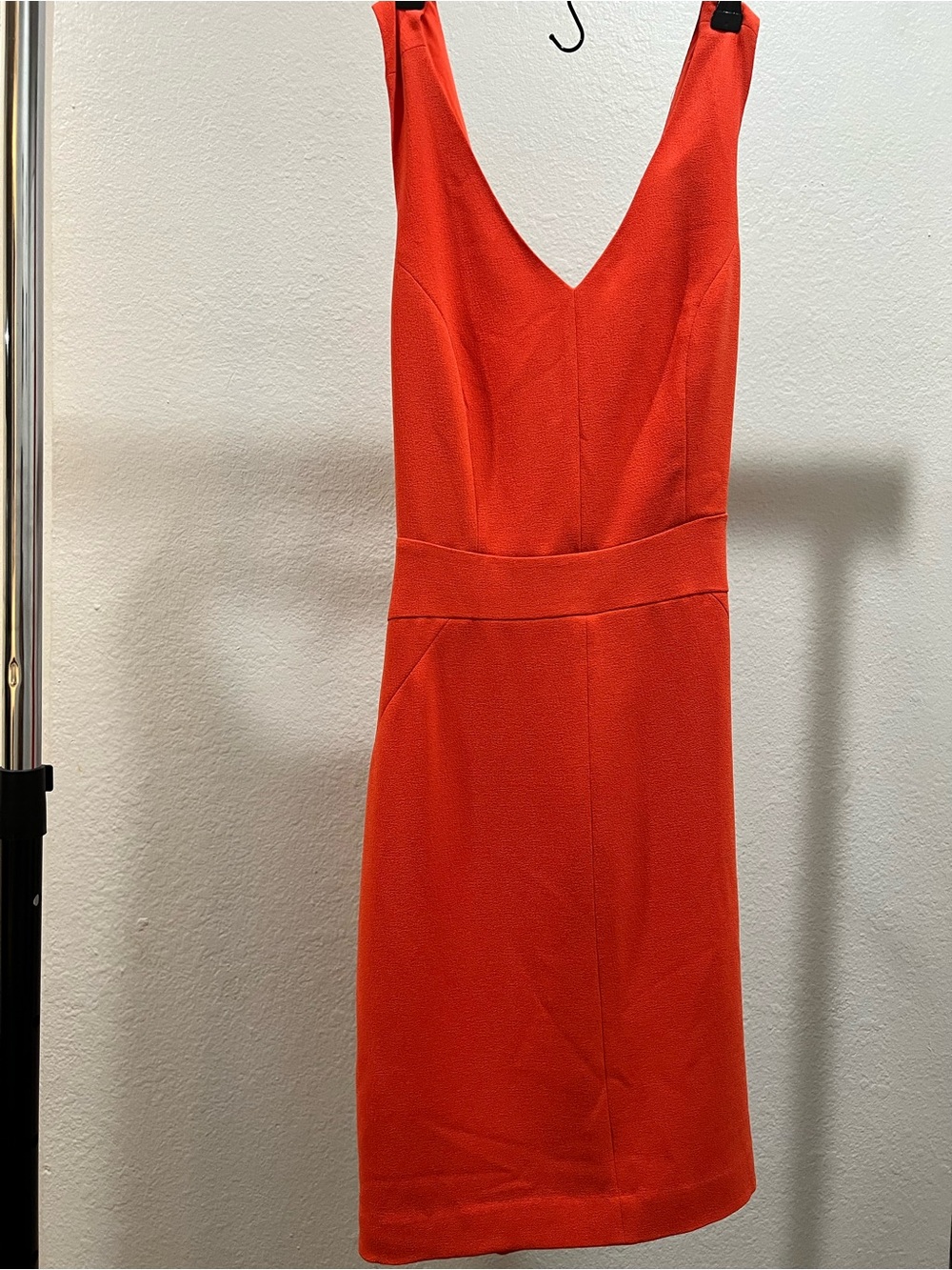 Sleeveless V-Neck Orange Sheath Dress